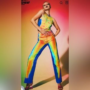 Jaded London rainbow jeans.  Lose straight fit.  Waist 28.